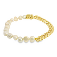 Load image into Gallery viewer, Pearl and Cuban Link Gold Bracelet