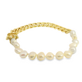 Load image into Gallery viewer, Pearl and Cuban Link Gold Bracelet