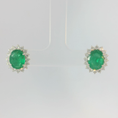 Load image into Gallery viewer, Oval Emerald and Diamond Earrings