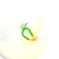 Load image into Gallery viewer, Green Enemal & Diamond Gold Ring