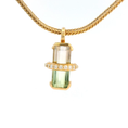 Load image into Gallery viewer, Yellow Gold Charm Pendant with Step-Cut Watermelon Tourmaline