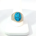Load image into Gallery viewer, Sterling Silver Signet Ring with Oval Turquoise Cabochon