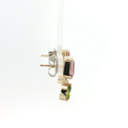 Load image into Gallery viewer, Yellow Gold Drop Earrings with Pear-Shaped Peridot & Rectangle Pink tourmalines
