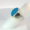 Load image into Gallery viewer, Silver Signet Ring with Bluish Green Turquoise Cabochon
