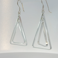 Load image into Gallery viewer, Modern Silver Double Triangle Dangle Earrings