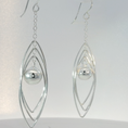 Load image into Gallery viewer, Sterling Silver Triple Oval Dangle Earrings with Spherical Accent