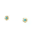 Load image into Gallery viewer, Yellow Gold Stud Earrings with Round Turquoise Cabochons
