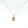 Load image into Gallery viewer, Emerald-Cut Pink Tourmaline Pendant Necklace in Yellow Gold