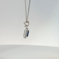 Load image into Gallery viewer, White Gold Royal Blue Sapphire Halo Pendant Necklace