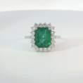 Load image into Gallery viewer, Emerald Halo Cocktail Ring in White Gold