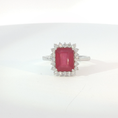 Load image into Gallery viewer, White Gold Red Ruby Cocktail Ring with Diamond Halo
