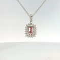 Load image into Gallery viewer, White Gold Ruby Halo Pendant