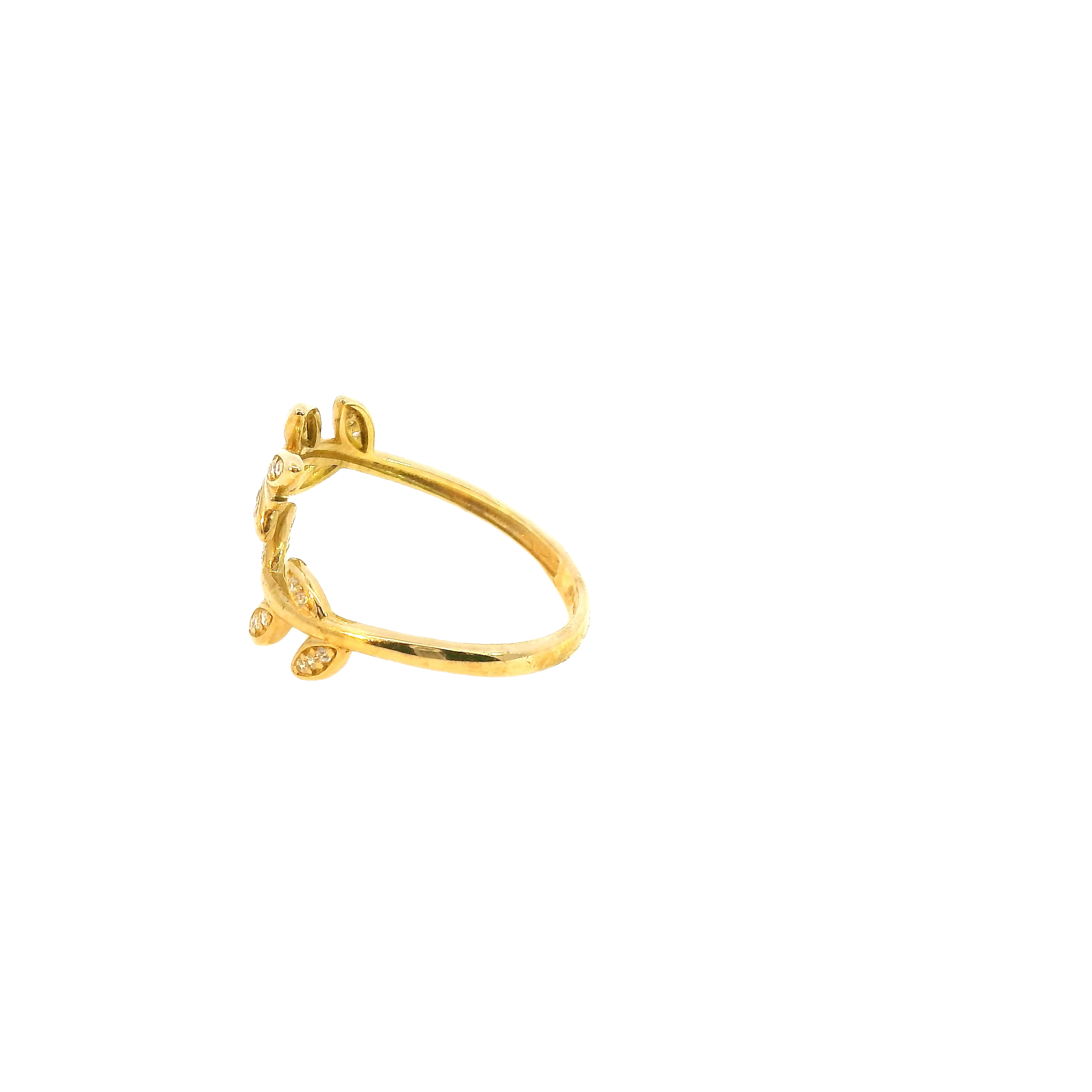 Gold Leaf Ring With Diamonds