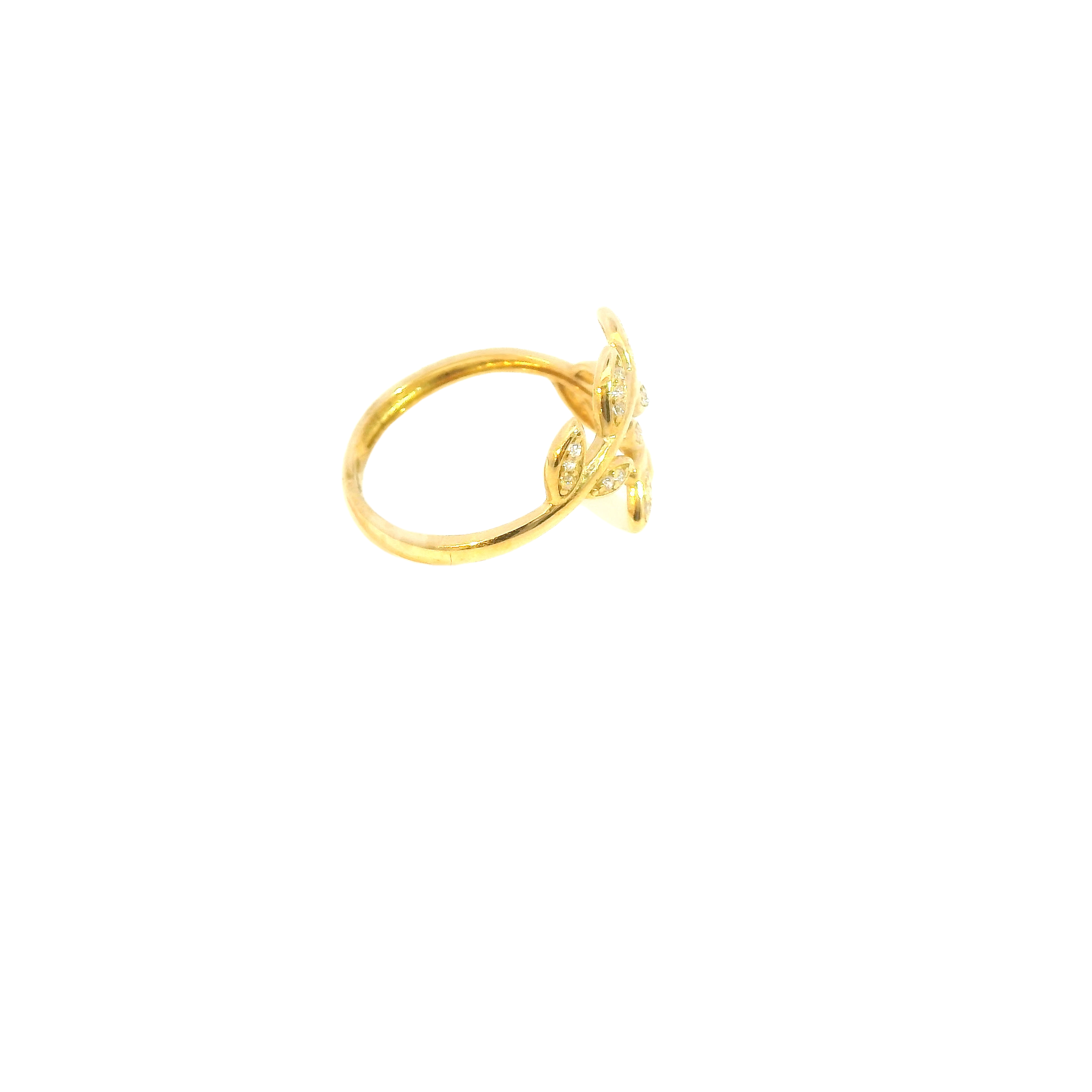 Gold Leaf Ring With Diamonds