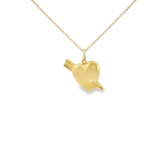 Vintage Gold Heart & Arrow Pendant