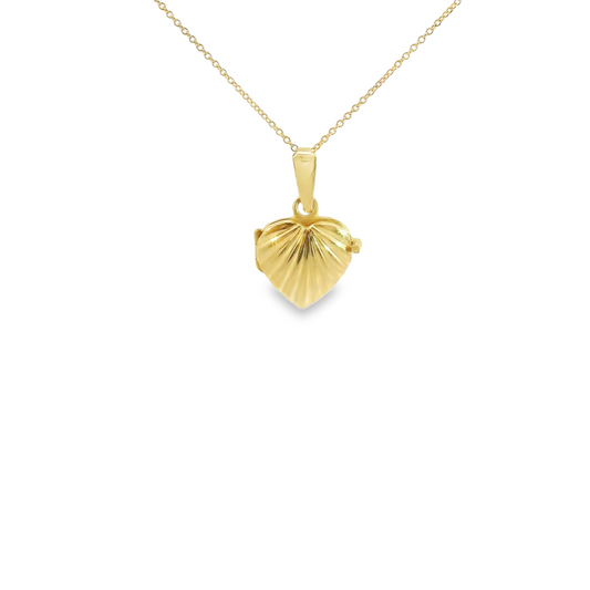 Vintage Gold Shell-Heart Locket Pendant