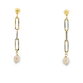 Load image into Gallery viewer, Paper Clip Pearl Drop Earrings
