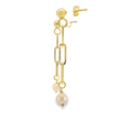 Load image into Gallery viewer, Paper Clip Pearl Drop Earrings
