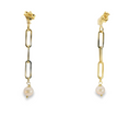 Load image into Gallery viewer, Paper Clip Pearl Drop Earrings
