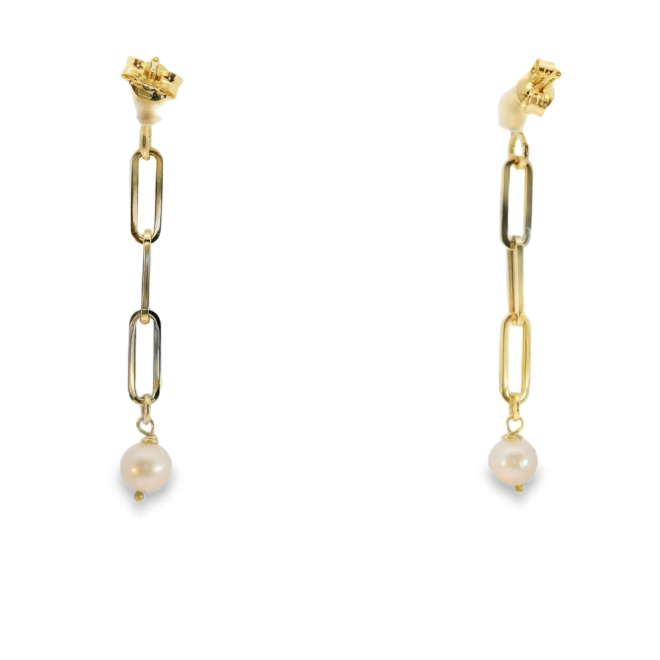 Paper Clip Pearl Drop Earrings