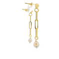 Load image into Gallery viewer, Paper Clip Pearl Drop Earrings
