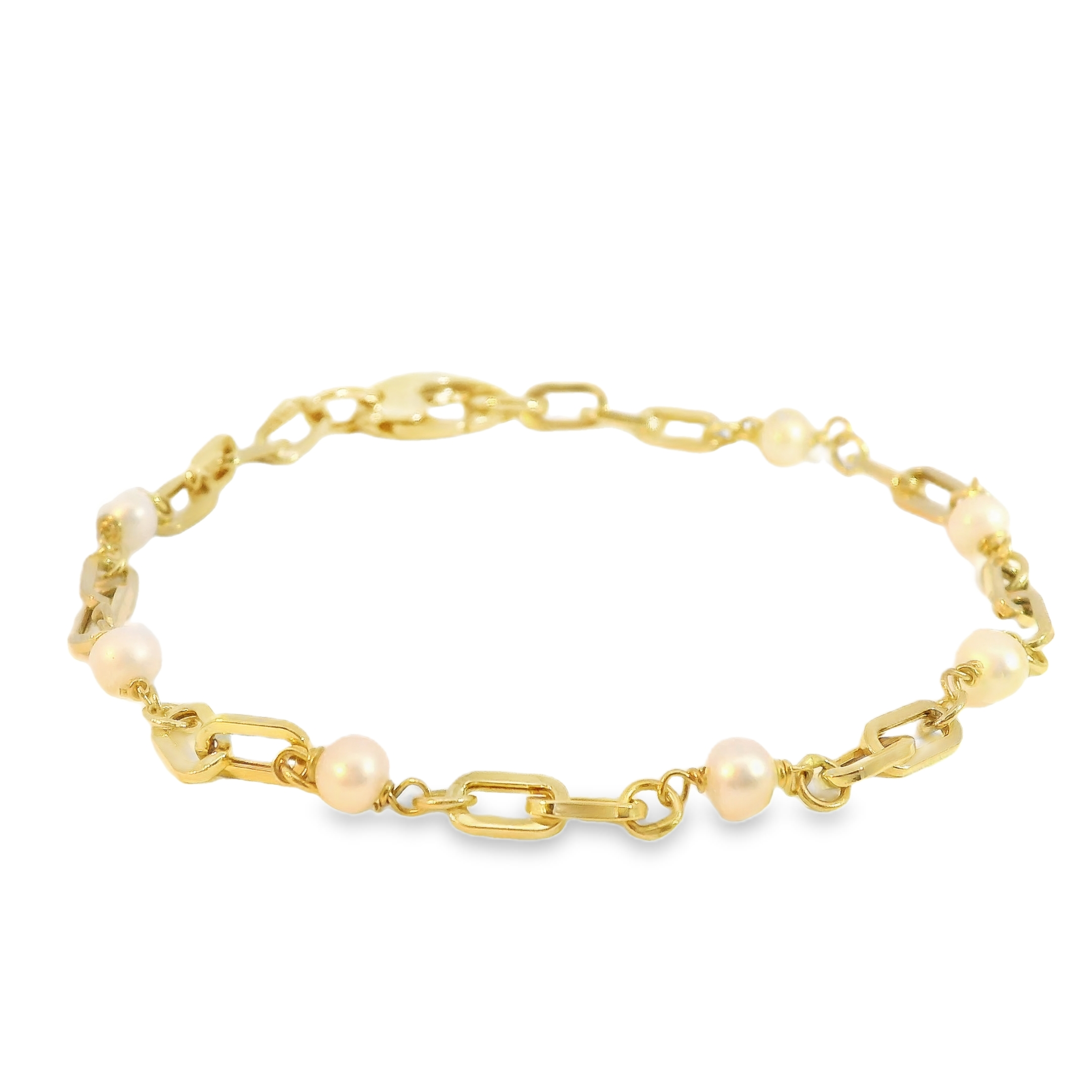 Paper Clip Pearl Chain Bracelet