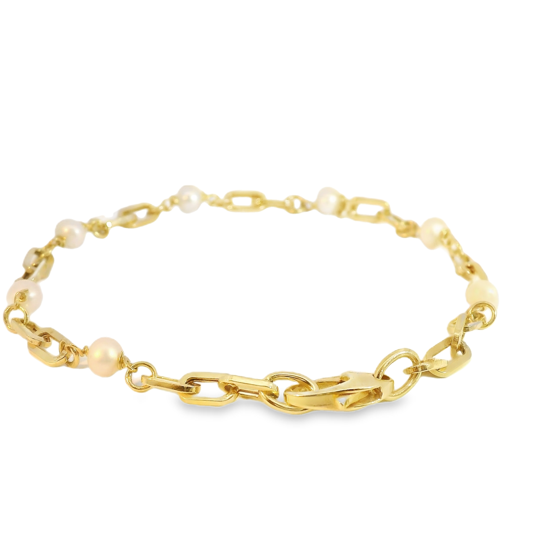 Paper Clip Pearl Chain Bracelet