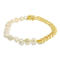 Load image into Gallery viewer, Pearl and Cuban Link Gold Bracelet
