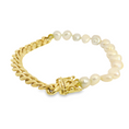 Load image into Gallery viewer, Pearl and Cuban Link Gold Bracelet
