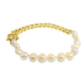 Load image into Gallery viewer, Pearl and Cuban Link Gold Bracelet
