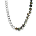 Load image into Gallery viewer, Black Pearl and Silver Chain Necklace
