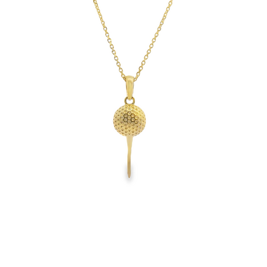 Gold Golf & Tee Pendant