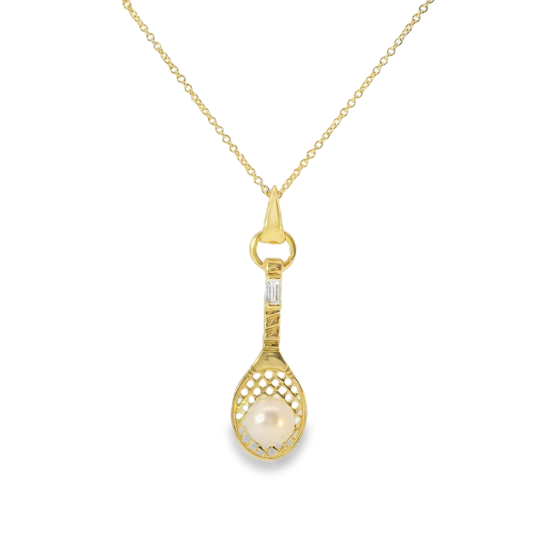 Tennis Racket and Pearl Pendant