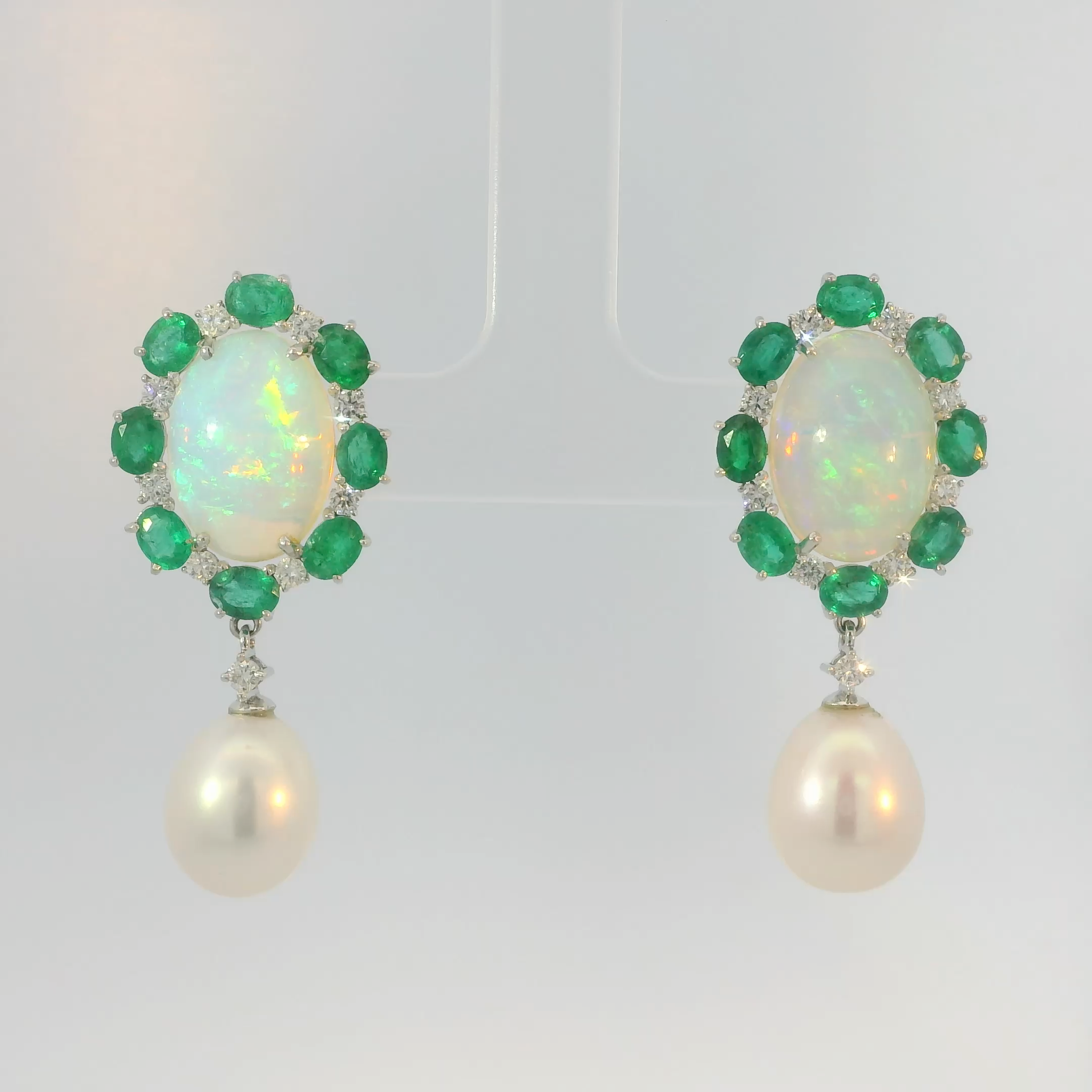 Opal and Emerald Earrings