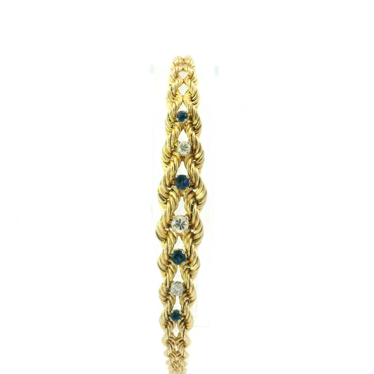 Rope Diamond & Sapphire Bracelet