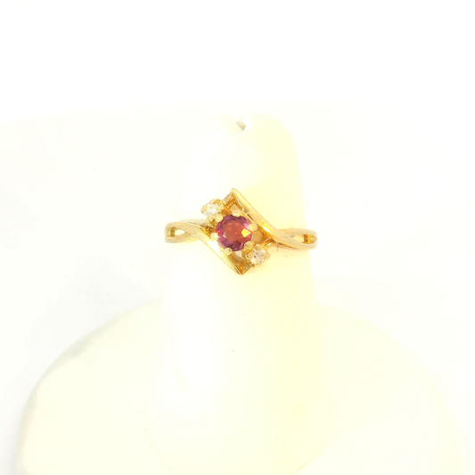 Gold & Diamond Ring with Ruby