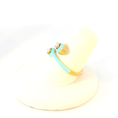 Load image into Gallery viewer, Turquoise Enamel & Pear shape Diamond Gold Ring
