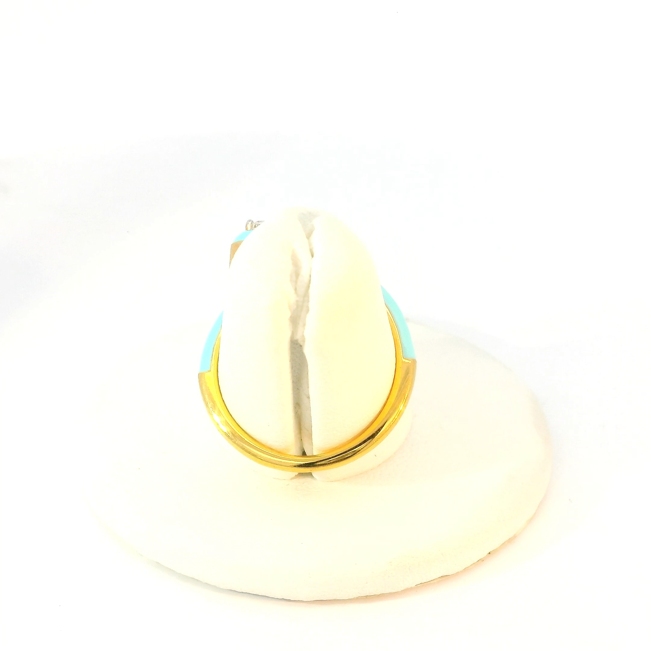Turquoise Enamel & Pear shape Diamond Gold Ring