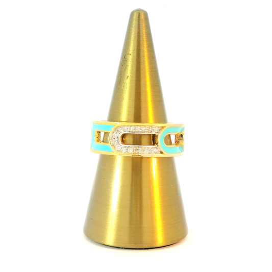 Turquoise Enamel & Diamond Gold rold