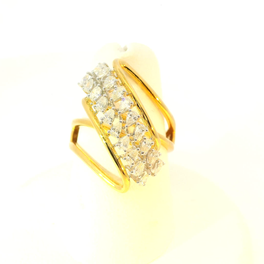 Pear-Shaped Diamond Daimond Studded Ring