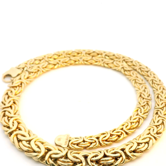 Luxurious Yellow Gold Byzantine Chain Necklace