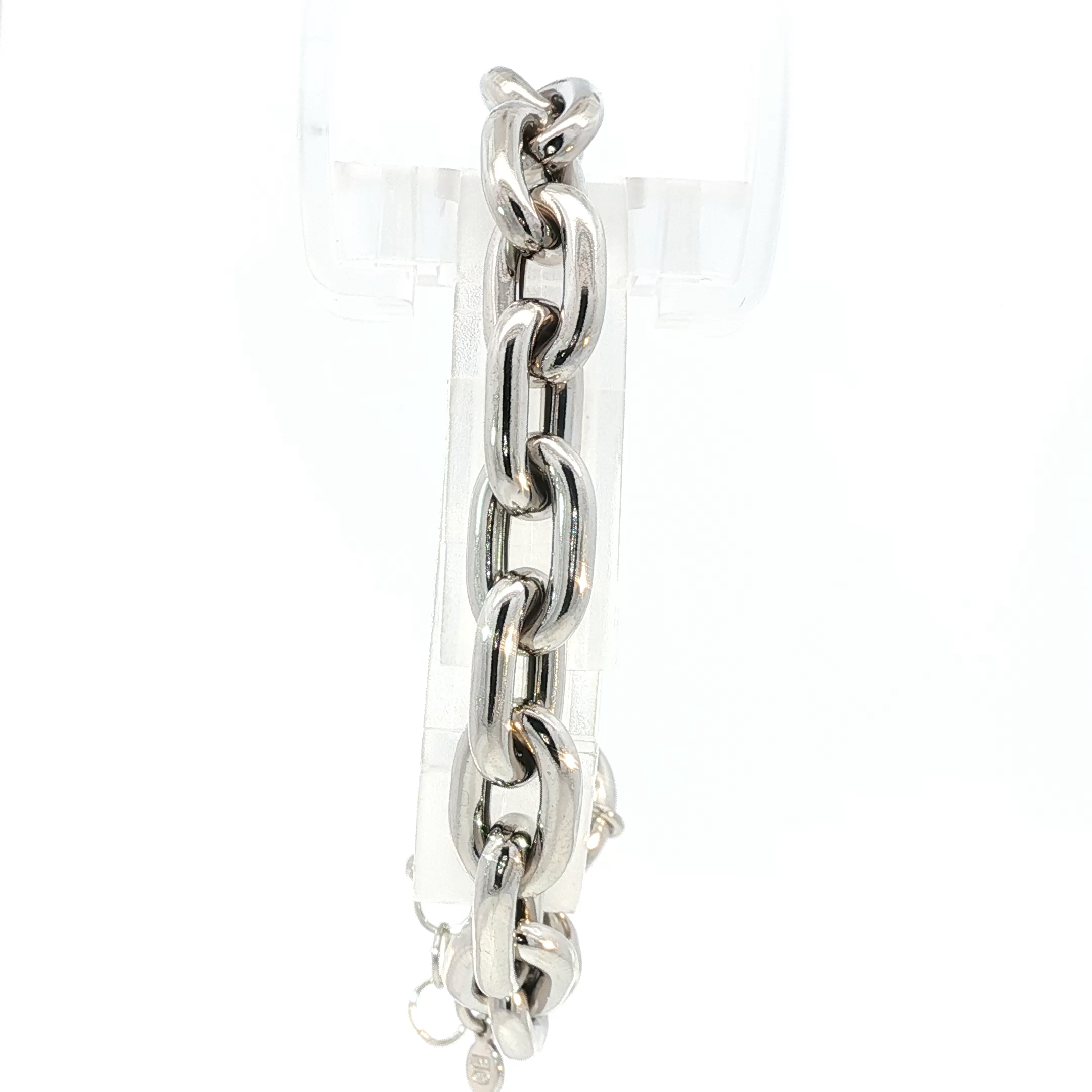 Silver Chain Bracelet with White Gold Finish