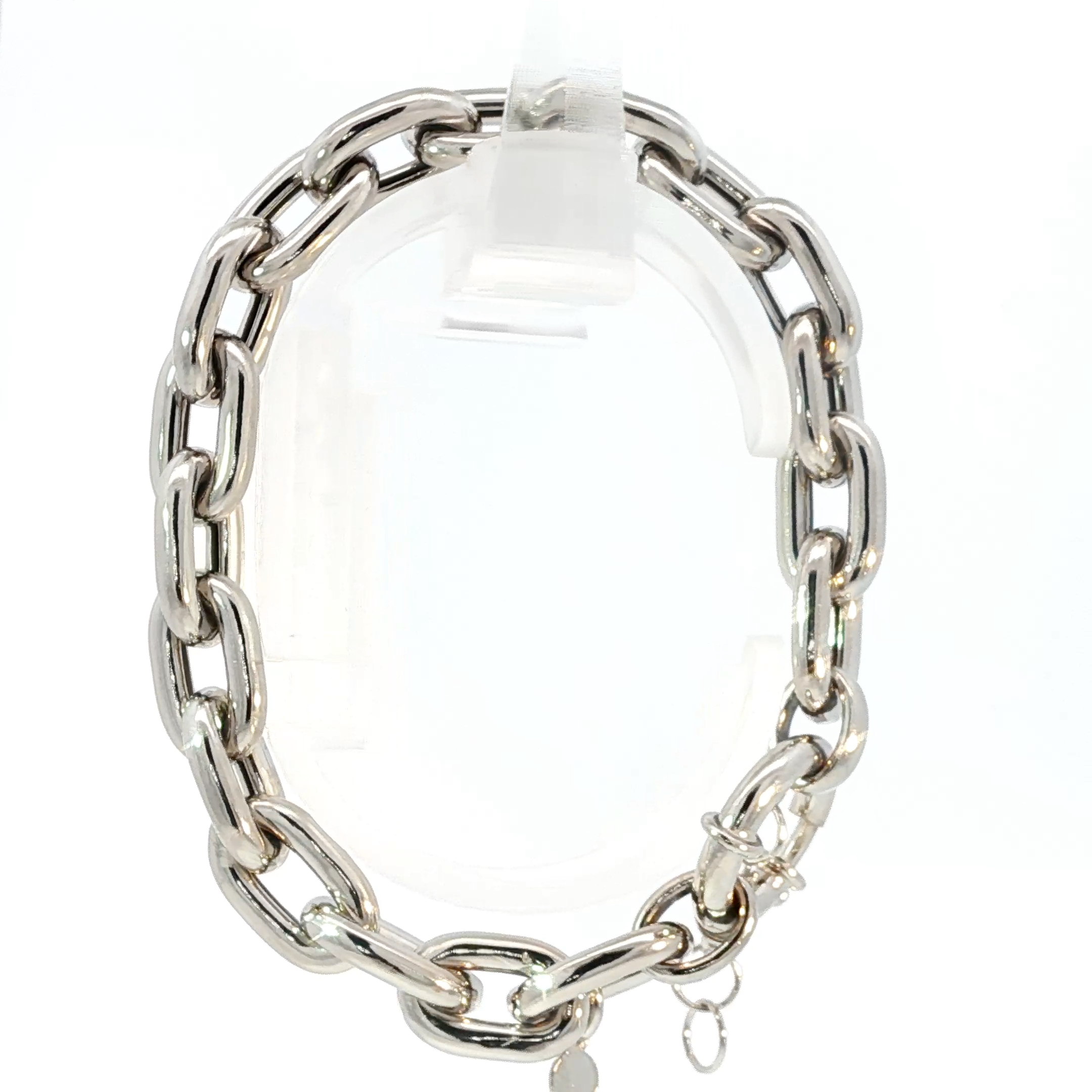 Silver Chain Bracelet with White Gold Finish