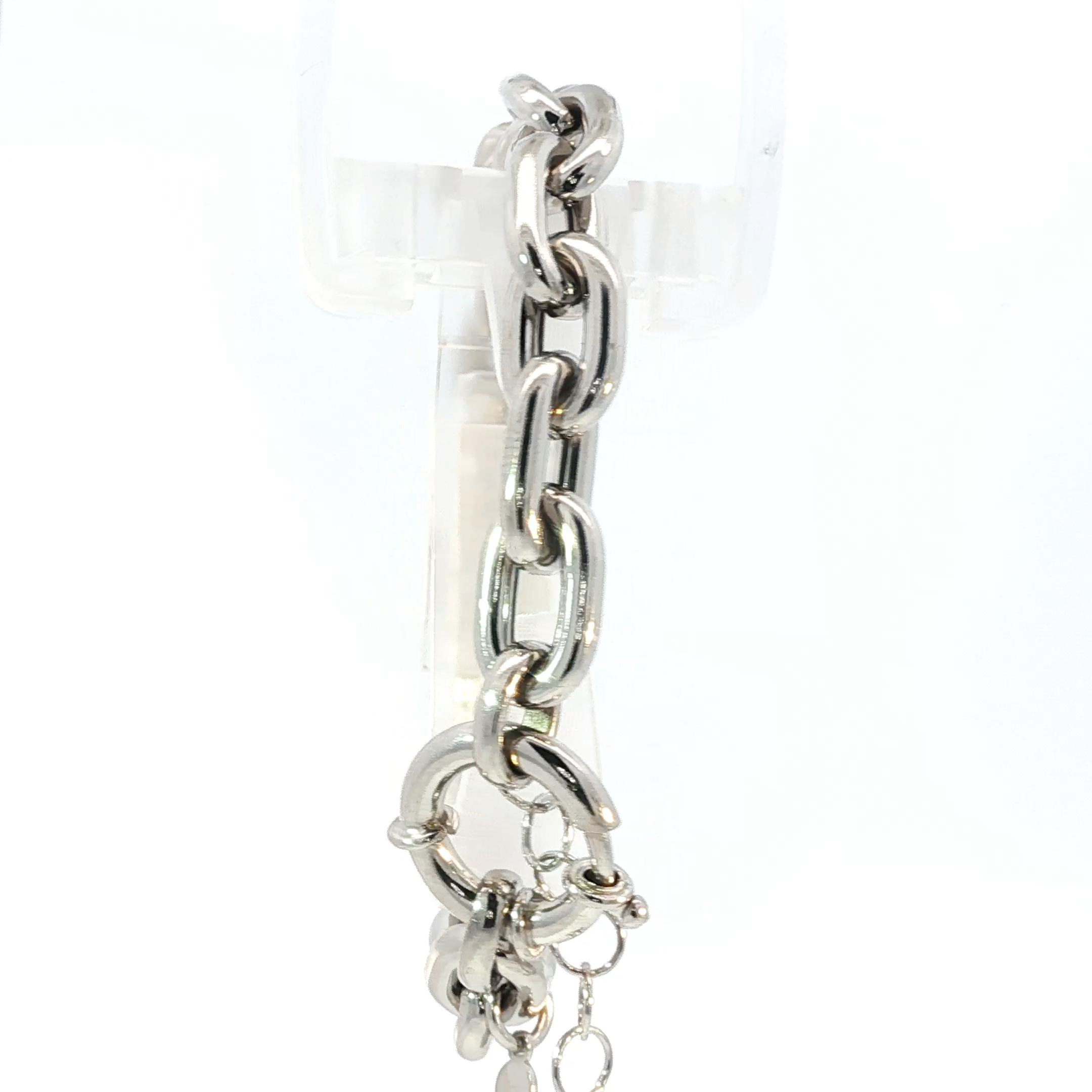 Silver Chain Bracelet with White Gold Finish