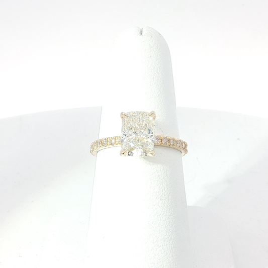 Elongated Cushion Cut Diamond Yellow Gold Engagement Ring