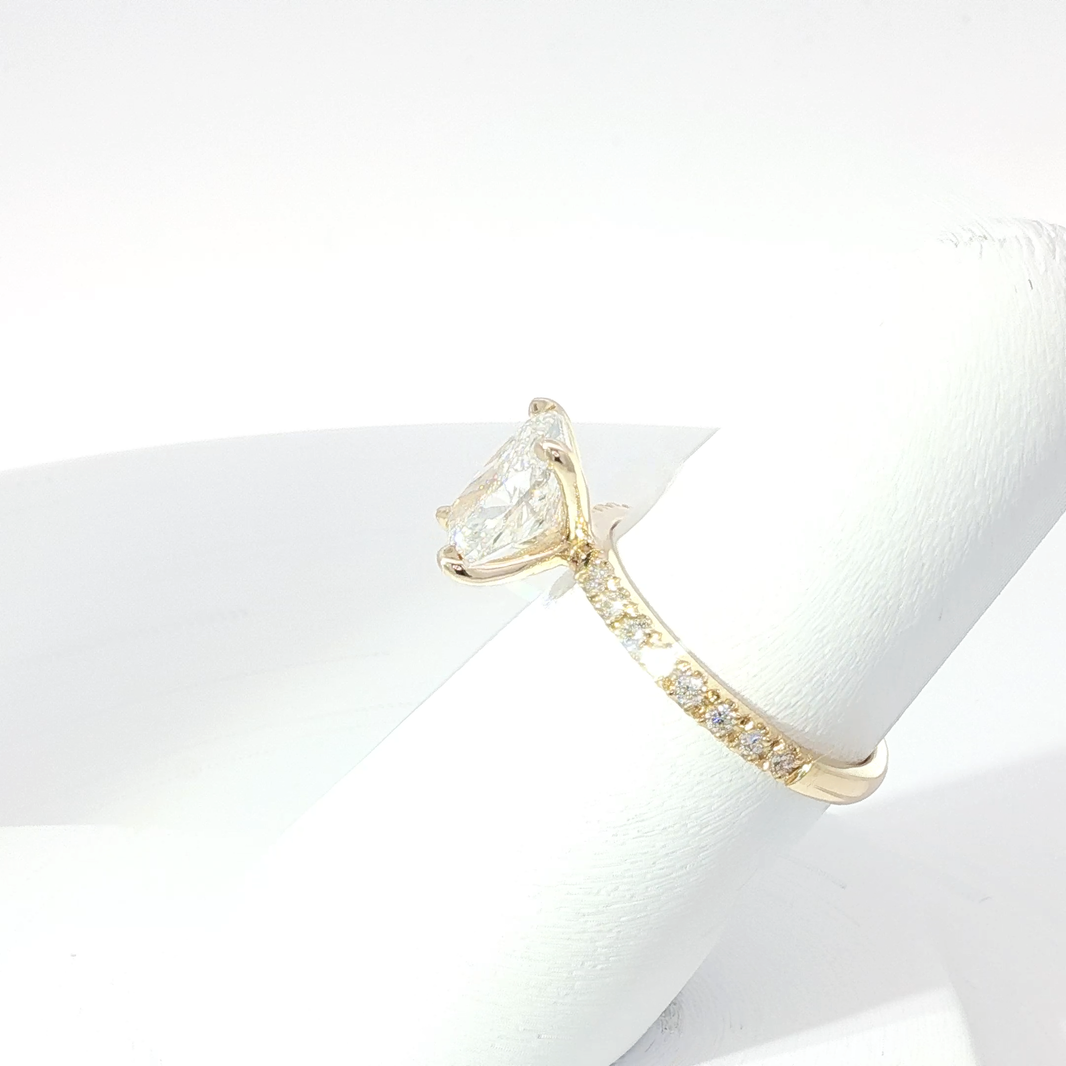 Elongated Cushion Cut Diamond Yellow Gold Engagement Ring