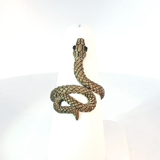 Edgy Serpent Band Ring in Yellow Gold Finish
