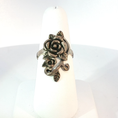 Load image into Gallery viewer, Silver Floral Cocktail Ring with Etched Botanical Design
