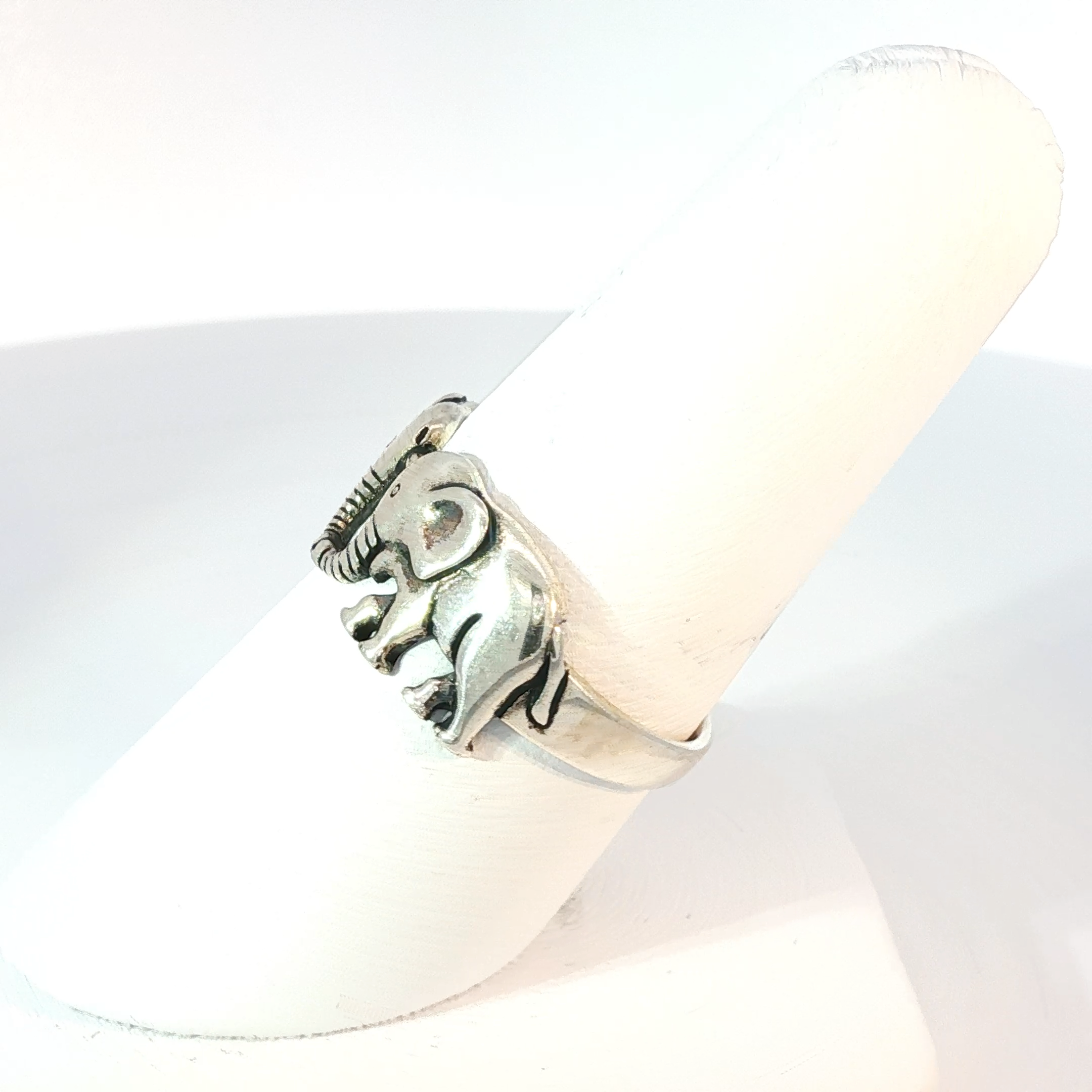 Sterling Silver Elephant Trunk to Trunk Band Ring