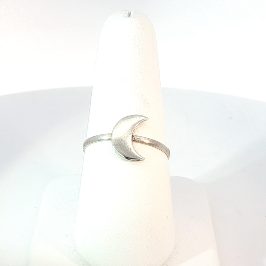 Sterling Silver Crescent Moon Band Ring